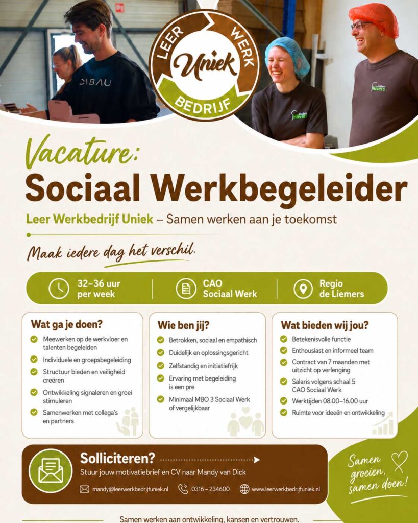 Vacature: Sociaal Werkbegeleider